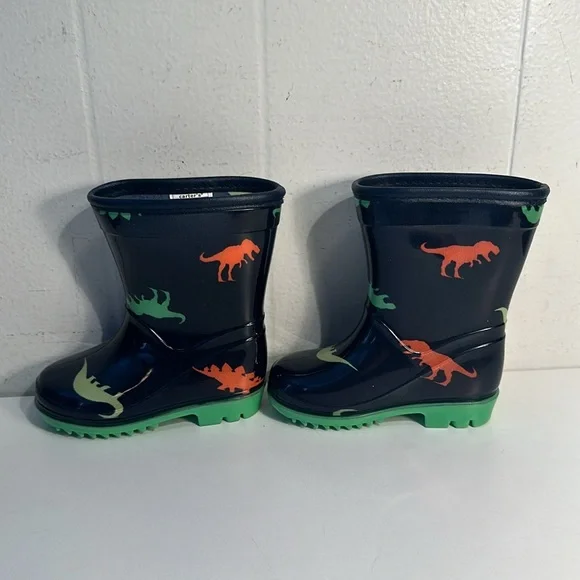 Toddler rainboots carters size 5 dinosaurs waterproof blue green orange children - Picture 3 of 10